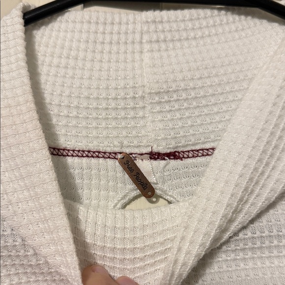 Free People White Long Sleeve Top with Multicolor Patterned Sleeves - Picture 2 of 6